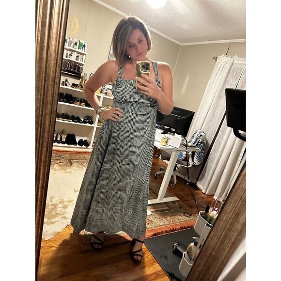 PROENZA SCHOULER WHITE LABEL Black Printed Square Neck Flou Wrap Dress Size 4 - Picture 3 of 11